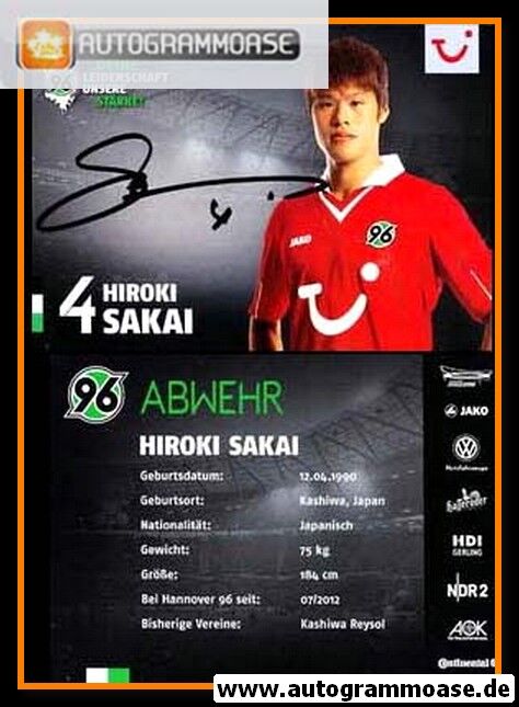 Autogramm Fussball | Hannover 96 | 2012 | Hiroki SAKAI