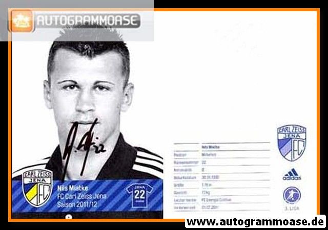 Autogramm Fussball | FC Carl Zeiss Jena | 2011 | Nils MIATKE