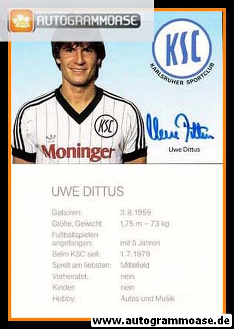 Autogramm Fussball | Karlsruher SC | 1984 | Uwe DITTUS
