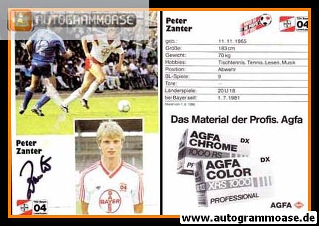 Autogramm Fussball | Bayer Leverkusen | 1986 | Peter ZANTER