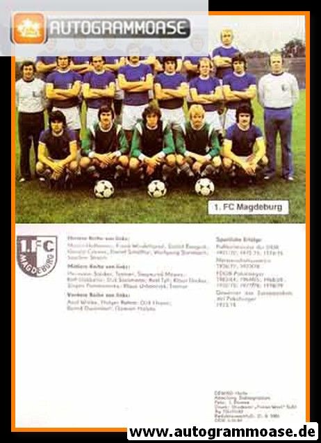 Mannschaftskarte Fussball | 1. FC Magdeburg | 1981