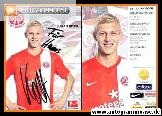 Autogramm Fussball | FSV Mainz 05 | 2013 | Julian KOCH