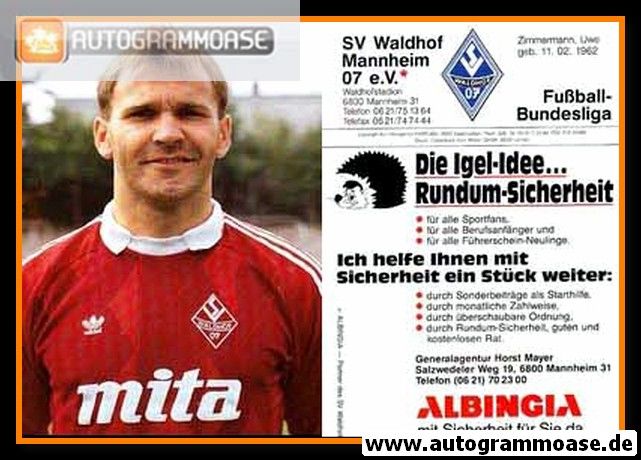 AK Fussball | SV Waldhof Mannheim | 1989 | Uwe ZIMMERMANN