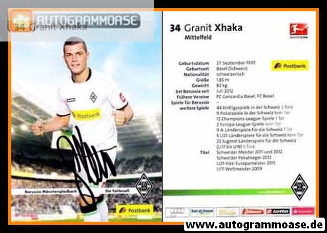 Autogramm Fussball | Borussia Mönchengladbach | 2012 | Granit XHAKA