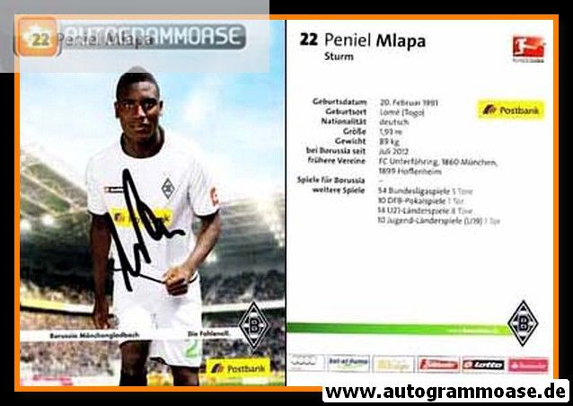 Autogramm Fussball | Borussia Mönchengladbach | 2012 | Peniel MLAPA