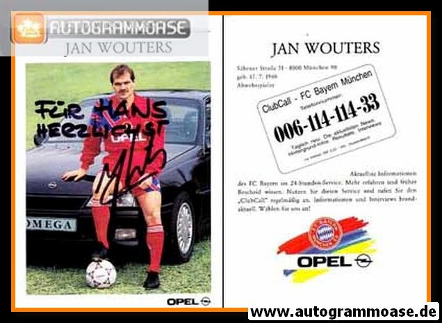 Autogramm Fussball | FC Bayern München | 1991 | Jan WOUTERS
