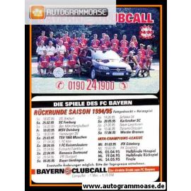 Mannschaftskarte Fussball | FC Bayern München | 1994 Clubcall (Rückrunde)