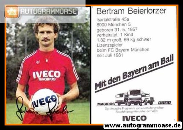 Autogramm Fussball | FC Bayern München | 1981 | Bertram BEIERLORZER