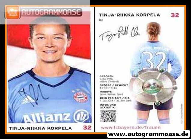 Autogramm Fussball (D) | FC Bayern München | 2015 | Tinja-Riikka KORPELA