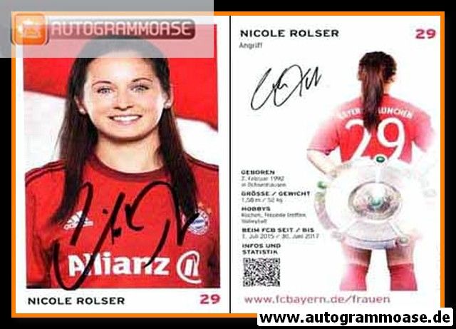 Autogramm Fussball (D) | FC Bayern München | 2015 | Nicole ROLSER