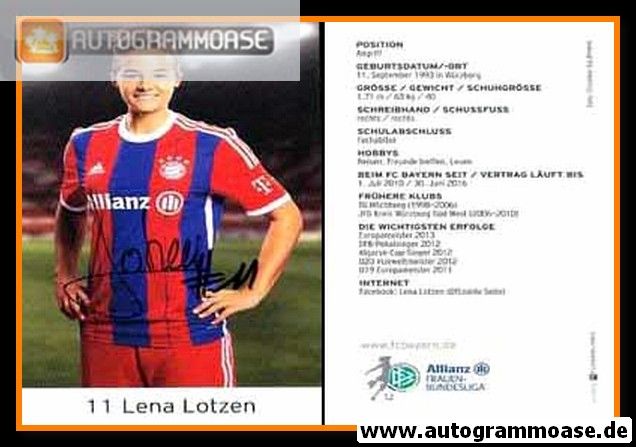 Autogramm Fussball (D) | FC Bayern München | 2014 | Lena LOTZEN