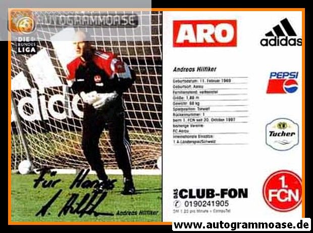 Autogramm Fussball | 1. FC Nürnberg | 1997 | Andreas HILFIKER
