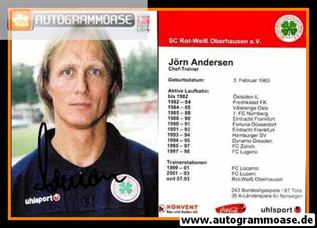 Autogramm Fussball | Rot-Weiss Oberhausen | 2003 | Jörn ANDERSEN