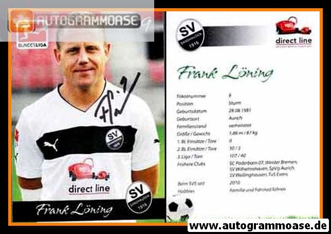 Autogramm Fussball | SV Sandhausen | 2012 | Frank LÖNING