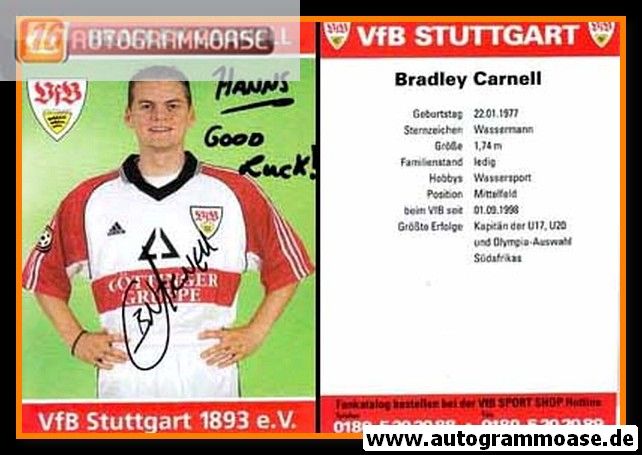 Autogramm Fussball | VfB Stuttgart | 1998 | Bradley CARNELL