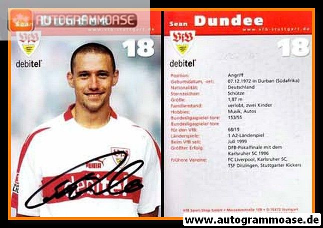 Autogramm Fussball | VfB Stuttgart | 2002 | Sean DUNDEE