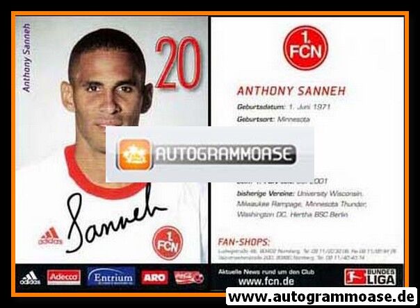 Autogramm Fussball | 1. FC Nürnberg | 2002 | Anthony SANNEH