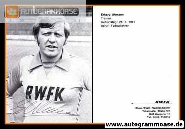 Autogramm Fussball | Wuppertaler SV | 1977 | Erhard AHMANN