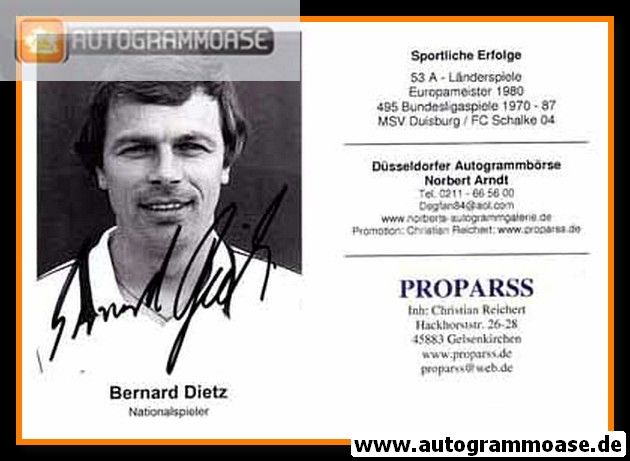 Autogramm Fussball | DFB | 1970er Retro | Bernard DIETZ (Portrait SW) Proparss
