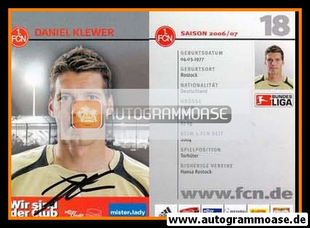 Autogramm Fussball | 1. FC Nürnberg | 2006 | Daniel KLEWER
