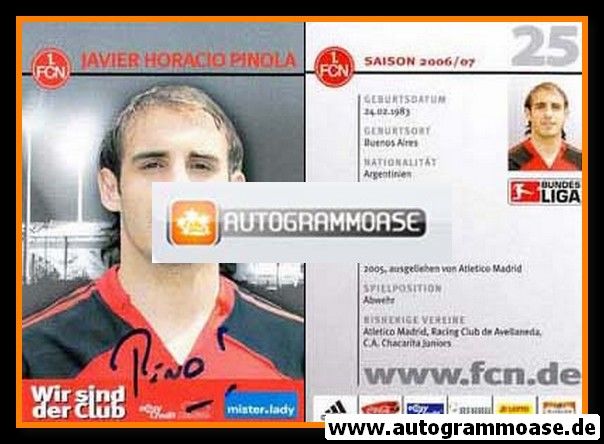 Autogramm Fussball | 1. FC Nürnberg | 2006 | Javier Horacio PINOLA