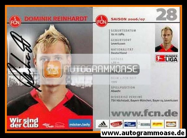 Autogramm Fussball | 1. FC Nürnberg | 2006 | Dominik REINHARDT