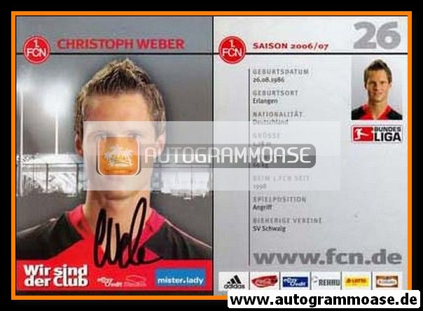 Autogramm Fussball | 1. FC Nürnberg | 2006 | Christoph WEBER