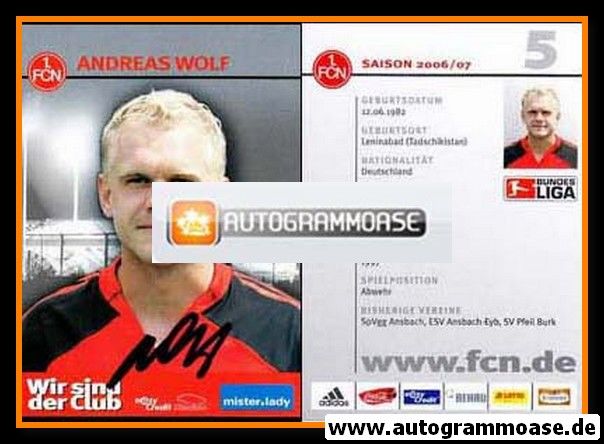 Autogramm Fussball | 1. FC Nürnberg | 2006 | Andreas WOLF