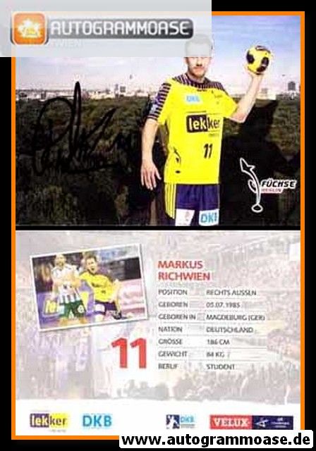 Autogramm Handball | Füchse Berlin | 2012 | Markus RICHWIEN
