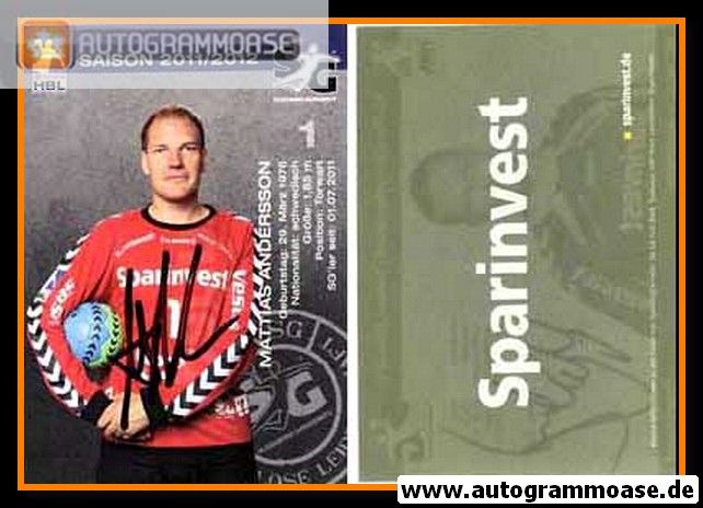 Autogramm Handball | SG Flensburg-Handewitt | 2011 | Mattias ANDERSSON