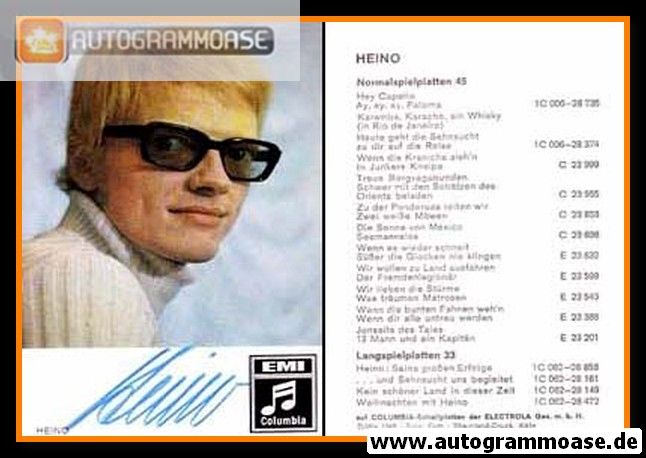 Autogramm Schlager | HEINO | 1970 "Hey Capello" (EMI Columbia)