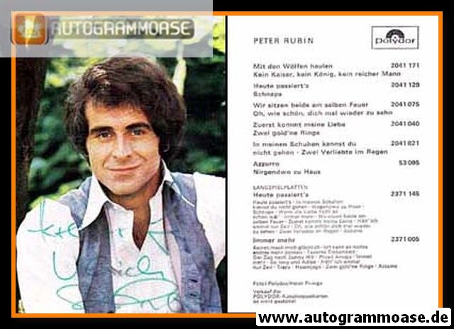 Autogramm Schlager | Peter RUBIN | 1971 "Mit Den Wölfen Heulen" (Portrait Color Polydor)