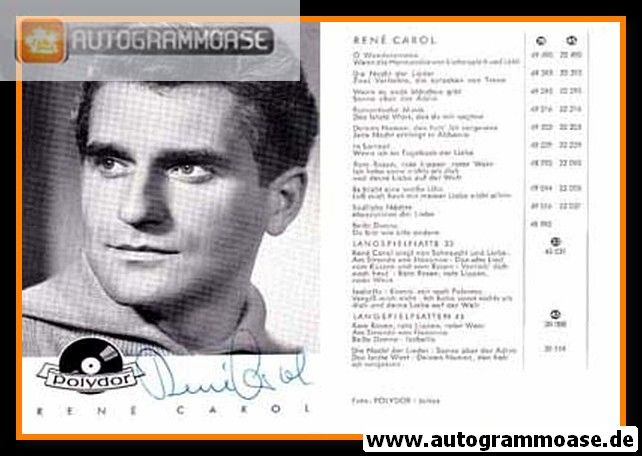 Autogramm Schlager | Rene CAROL | 1954 "O Wandersmann" (Portrait SW Polydor)