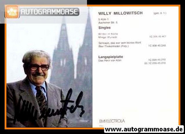 Autogramm Schlager | Willy MILLOWITSCH | 1970er "Winter In Kölle" (EMI Electrola)