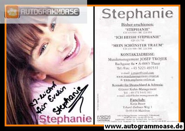 Autogramm Schlager | STEPHANIE (Kinderstar) | 2002 "Stephanie" (Portrait Color Koch)