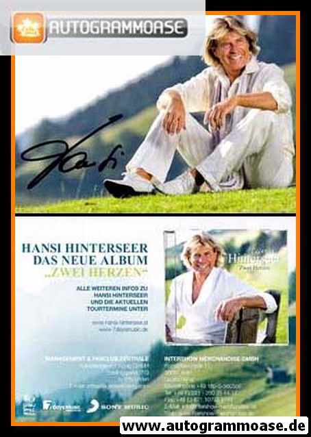 Autogramm Schlager | Hansi HINTERSEER | 2011 "Zwei Herzen" (Portrait Color Sony)