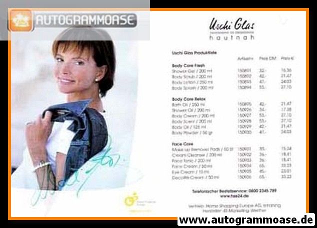 Autogramm TV | HSE24 | Uschi GLAS | 2000er (Portrait Color)