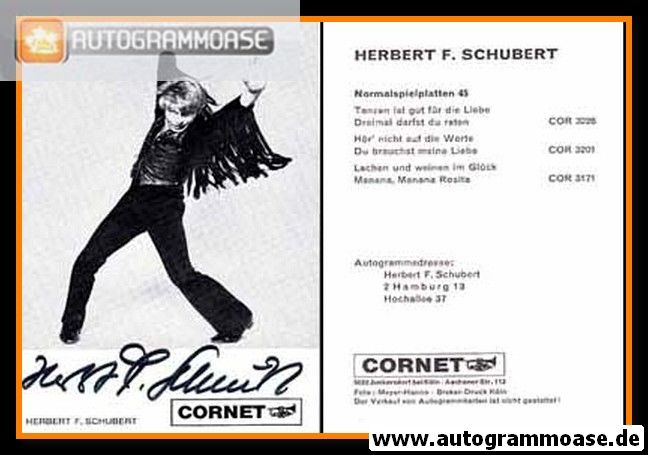 Autogramm Schauspieler | Herbert F. SCHUBERT | 1971 "Tanzen Ist Gut" (Portrait SW) Cornet