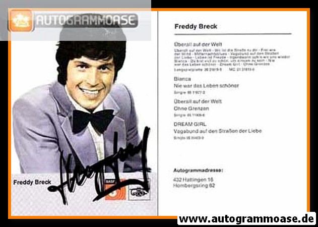 Autogramm Schlager | Freddy BRECK | 1972 "Überall Auf Der Welt" (Portrait Color BASF)
