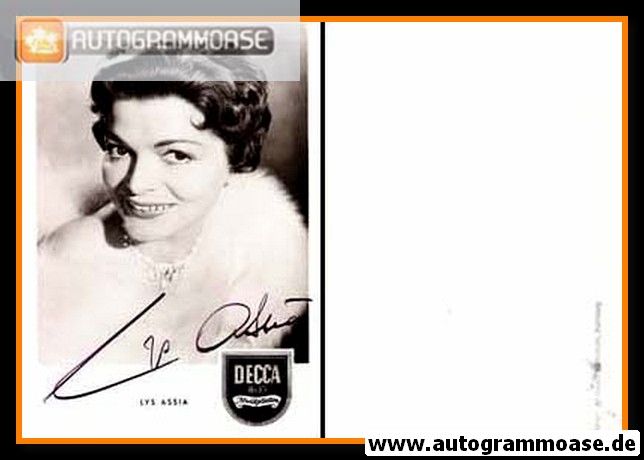 Autogramm Schlager | Lys ASSIA | 1950er (Portrait SW) Decca 2