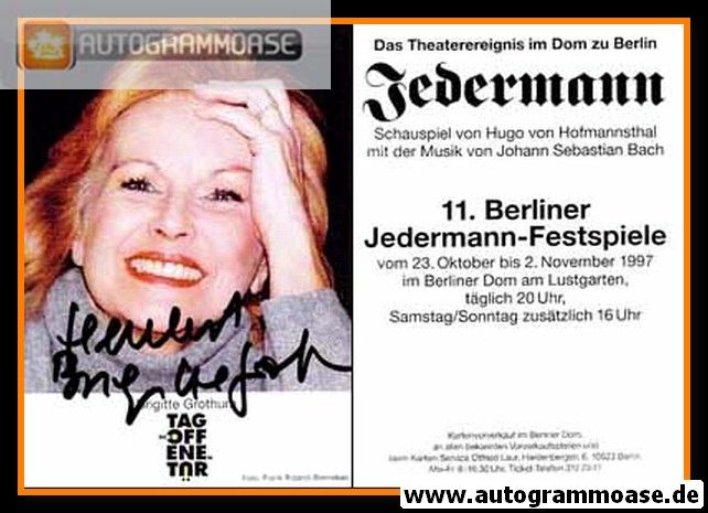 Autogramm Schauspieler | Brigitte GROTHUM | 1997 (Portrait Color) Jedermann