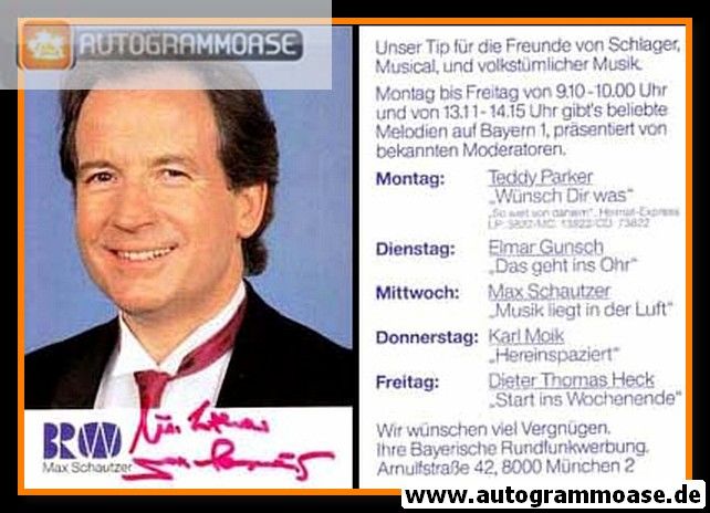 Autogramm Radio | BRW | Max SCHAUTZER | 1980er "Musik Liegt In Der Luft"