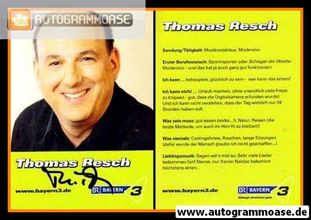 Autogramm Radio | BR Bayern 3 | Thomas RESCH | 2010er (Portrait Color) 