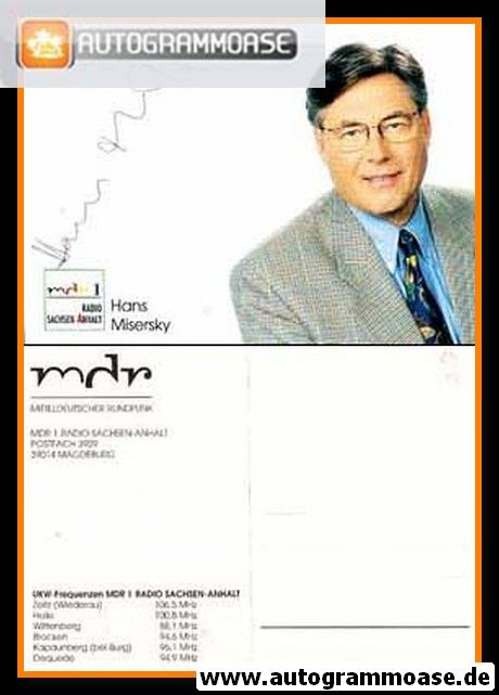 Autogramm Radio | MDR1 Sachsen-Anhalt | Hans MISERSKY | 2000er (Portrait Color)