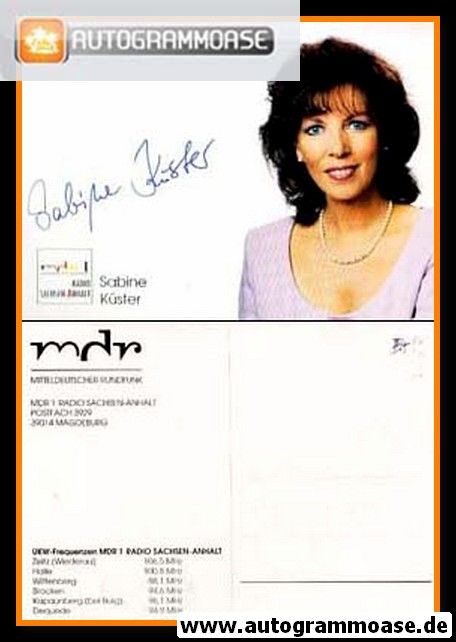Autogramm Radio | MDR1 Sachsen-Anhalt | Sabine KÜSTER | 2000er (Portrait Color)