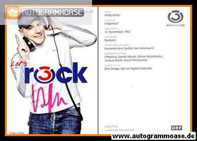 Autogramm Radio | Hitradio Ö3 | Phillip KOFLER | 2000er (Portrait Color)