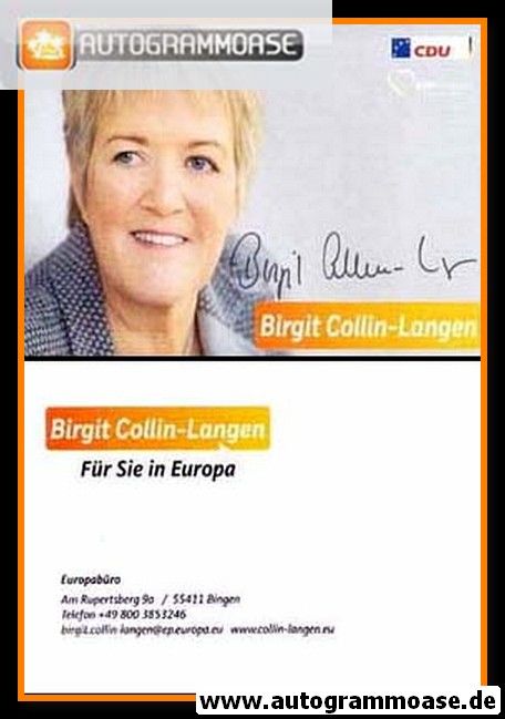 Autogramm Politik | CDU | Birgit COLLIN-LANGEN | 2000er (Portrait Color EU) 2