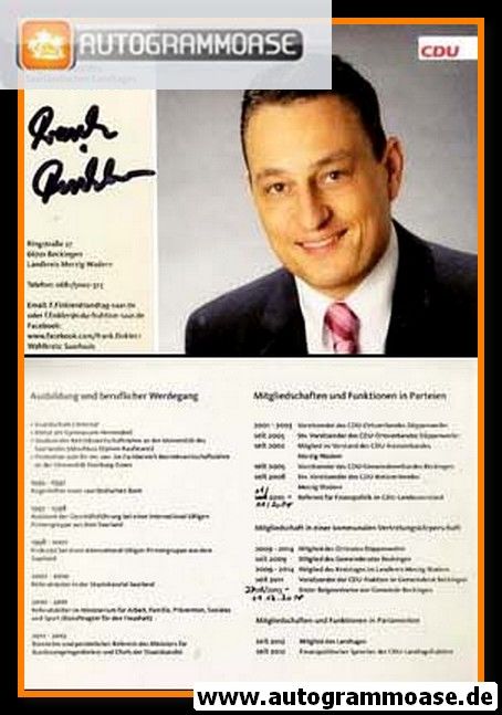 Autogramm Politik | CDU | Frank FINKLER | 2010er (Lebenslauf)