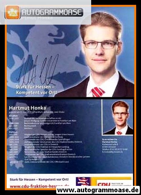 Autogramm Politik | CDU | Hartmut HONKA | 2010er (Lebenslauf) 2