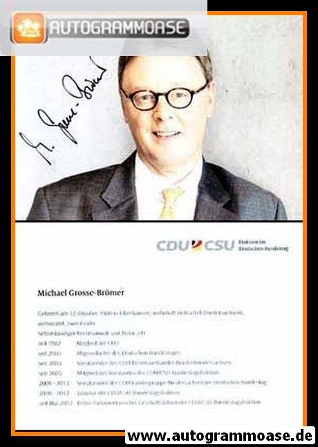 Autogramm Politik | CDU | Michael GROSSE-BRÖMER | 2010er (Lebenslauf) 1